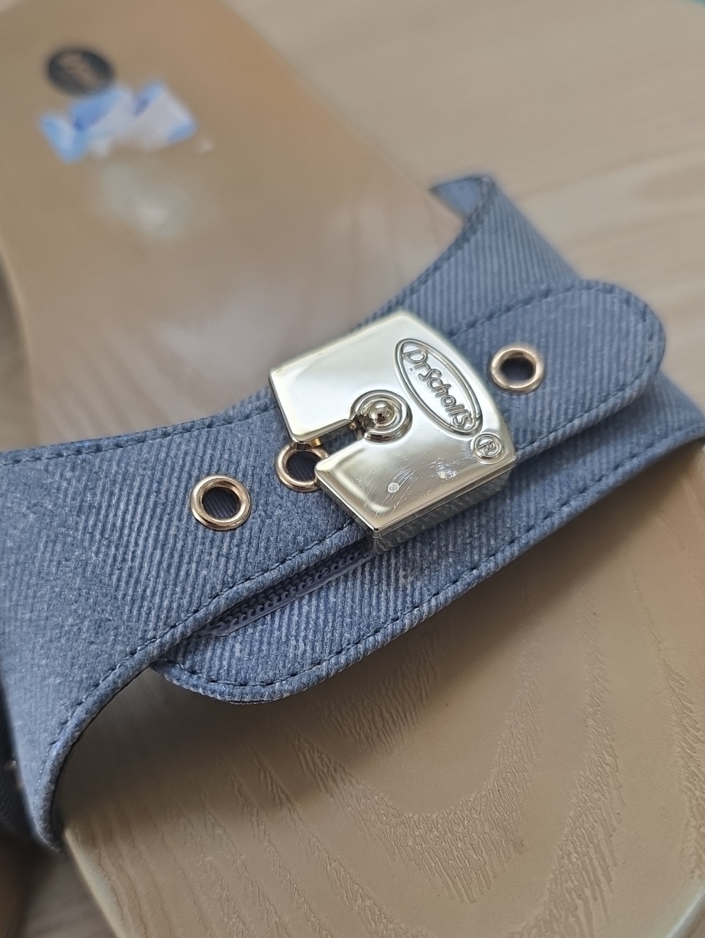 Dr. Scholl's Denim Slide Mules with Gold Accent - Picture 6 of 6